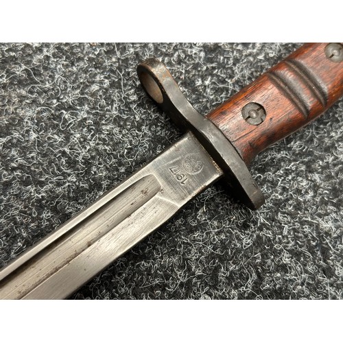5210 - WW2 British Home Guard Issue P17 Bayonet with single edged fullered blade maker marked and dated 