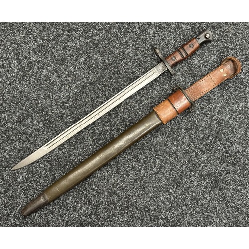 5210 - WW2 British Home Guard Issue P17 Bayonet with single edged fullered blade maker marked and dated 