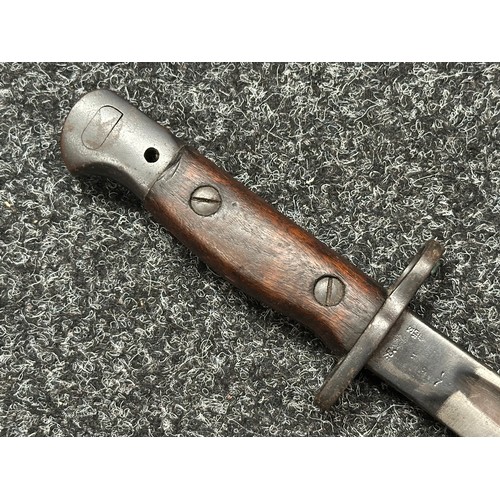 5216 - British 1907 Pattern Bayonet with single edged fullered blade 434mm in length, Enfield inspection ma... 