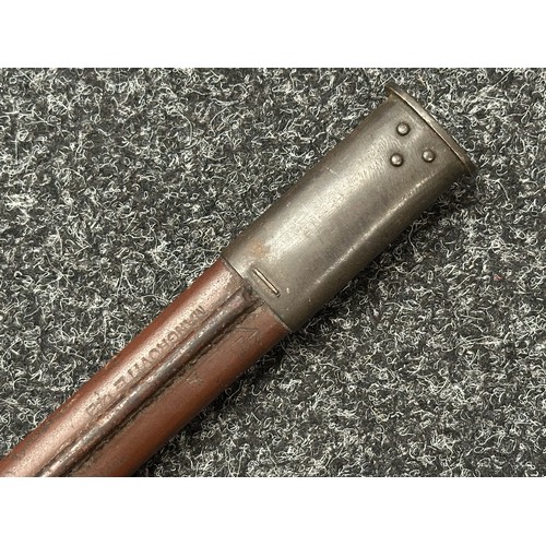 5216 - British 1907 Pattern Bayonet with single edged fullered blade 434mm in length, Enfield inspection ma... 