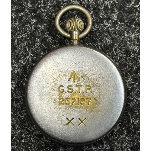 5227 - WW2 British GSTP by Jaeger le Coultre. Damaged black dial with Arabic numerals and separate seconds ... 