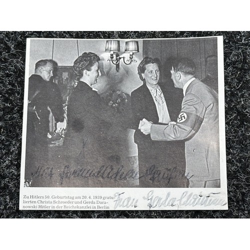 5230 - WW2 Third Reich Post War Signed Photo of Hitler's Secretary Frau Gerda Daranowski along with six Waf... 