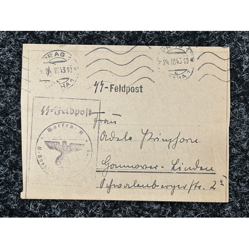 5231 - WW2 Third Reich Waffen SS Feldpost letter collection. Two sent to the same Dr. Various units includi... 
