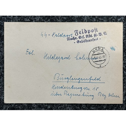 5231 - WW2 Third Reich Waffen SS Feldpost letter collection. Two sent to the same Dr. Various units includi... 