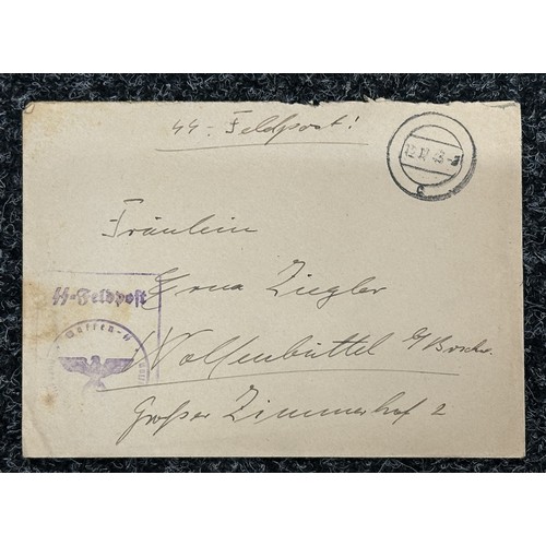 5231 - WW2 Third Reich Waffen SS Feldpost letter collection. Two sent to the same Dr. Various units includi... 