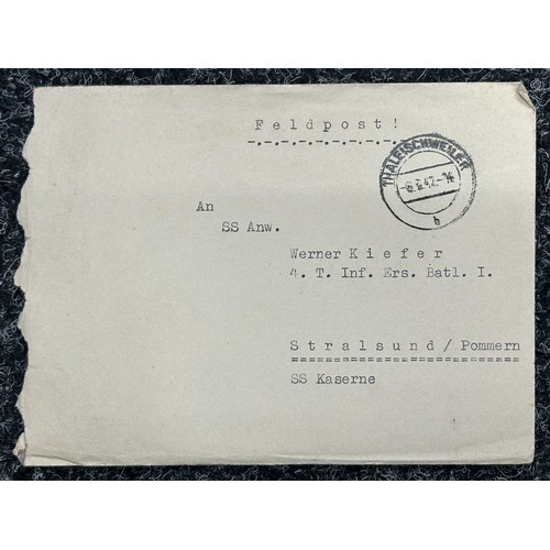 5231 - WW2 Third Reich Waffen SS Feldpost letter collection. Two sent to the same Dr. Various units includi... 