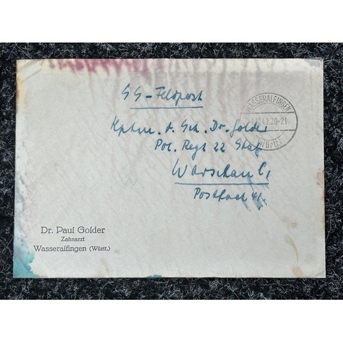 5231 - WW2 Third Reich Waffen SS Feldpost letter collection. Two sent to the same Dr. Various units includi... 