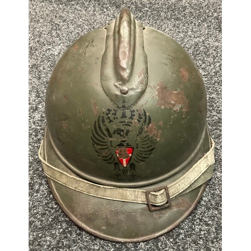 5237 - A WW2/Inter War Italian Fascist Corps of Public Security (Italian Royal Police) M15 adrian helmet, w... 