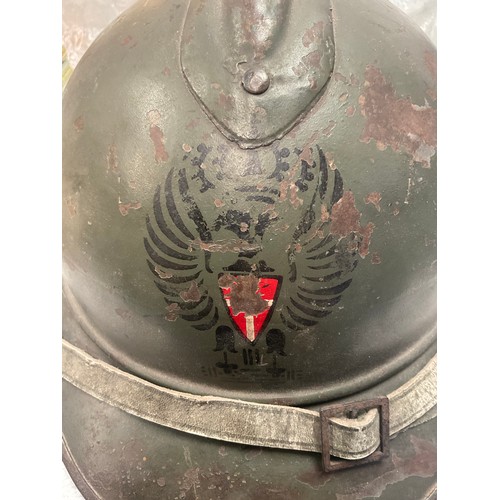 5237 - A WW2/Inter War Italian Fascist Corps of Public Security (Italian Royal Police) M15 adrian helmet, w... 
