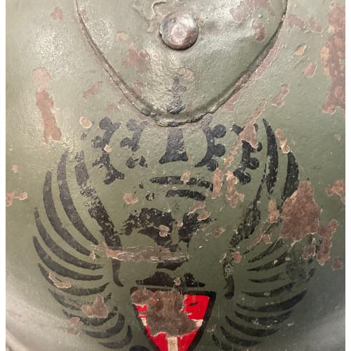 5237 - A WW2/Inter War Italian Fascist Corps of Public Security (Italian Royal Police) M15 adrian helmet, w... 