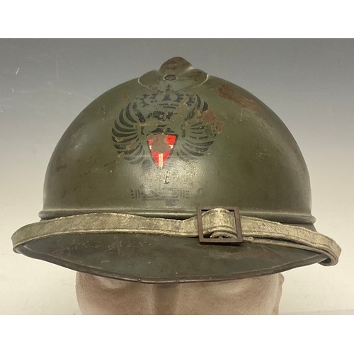 5237 - A WW2/Inter War Italian Fascist Corps of Public Security (Italian Royal Police) M15 adrian helmet, w... 