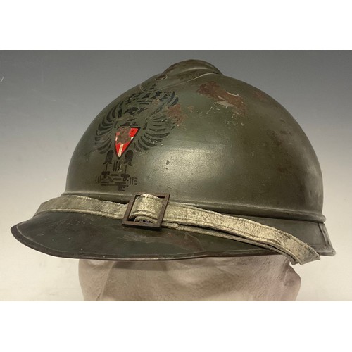 5237 - A WW2/Inter War Italian Fascist Corps of Public Security (Italian Royal Police) M15 adrian helmet, w... 