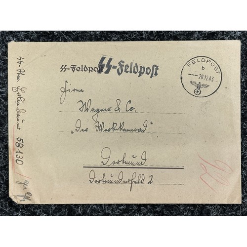 5239 - WW2 Third Reich Waffen SS Feldpost collection including letter from a member of the 10th SS Panzer D... 