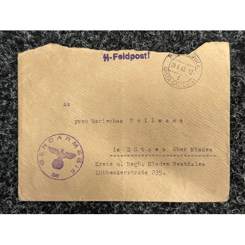 5239 - WW2 Third Reich Waffen SS Feldpost collection including letter from a member of the 10th SS Panzer D... 