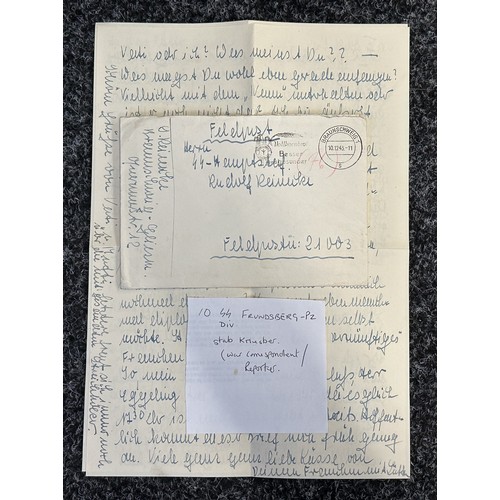 5239 - WW2 Third Reich Waffen SS Feldpost collection including letter from a member of the 10th SS Panzer D... 