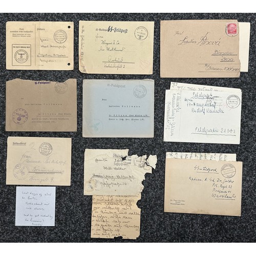 5239 - WW2 Third Reich Waffen SS Feldpost collection including letter from a member of the 10th SS Panzer D... 