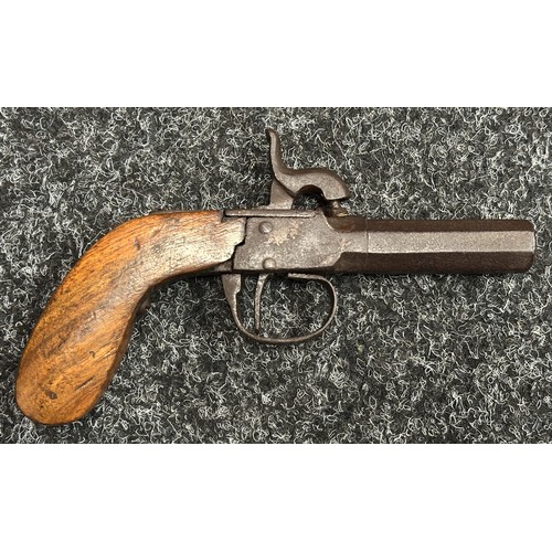 5359 - Percussion Cap Pocket Pistol with 53mm long barrel, Belgian Proof marked, bore approx. 11mm. No make... 