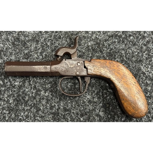 5359 - Percussion Cap Pocket Pistol with 53mm long barrel, Belgian Proof marked, bore approx. 11mm. No make... 