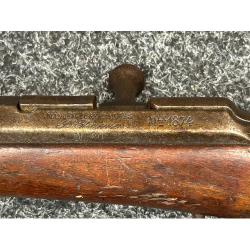 5361 - French M1874 Gras Single Shot Bolt Action Rifle in 11mm x 59mmR Cal. Serial number 71112. 825mm long... 