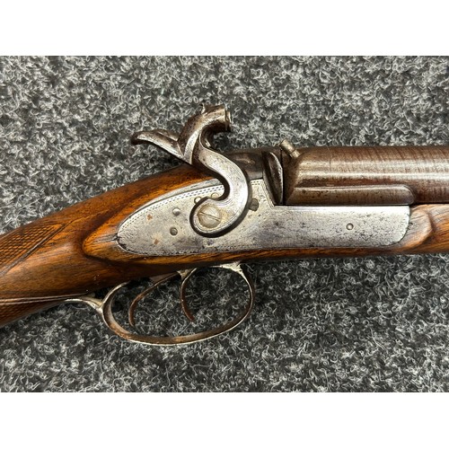 5368 - English 14 Bore Percussion Cap Double Barrel Shotgun with 745mm long barrels. Birmingham Proof marke... 
