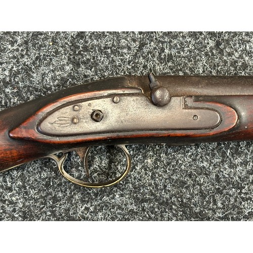 5371 - Percussion Cap Musket. No hammer. Bore approx. 17mm. Barrel length 770mm. Overall length 116cm. Make... 