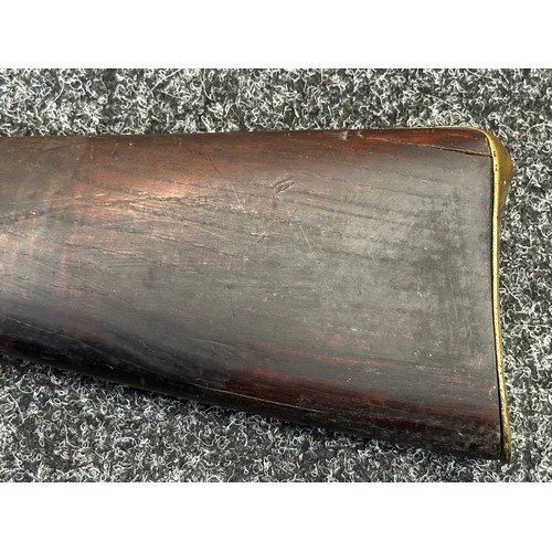 5371 - Percussion Cap Musket. No hammer. Bore approx. 17mm. Barrel length 770mm. Overall length 116cm. Make... 