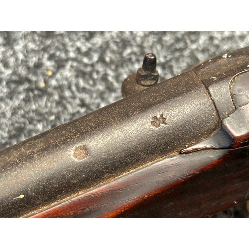 5371 - Percussion Cap Musket. No hammer. Bore approx. 17mm. Barrel length 770mm. Overall length 116cm. Make... 
