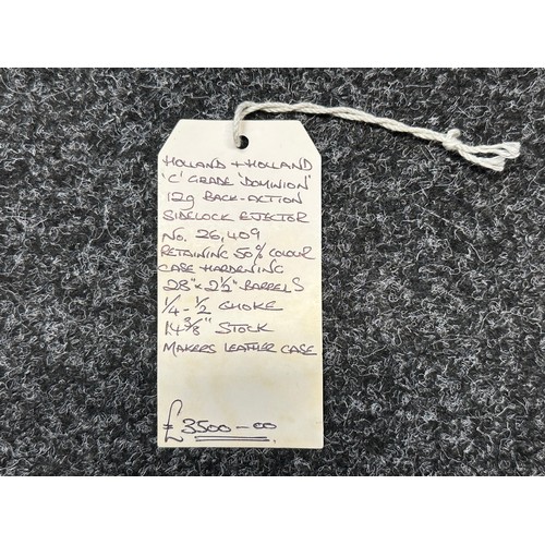 5372 - Holland & Holland 12 Bore Double Barrel Shotgun serial number 26409. 715mm long barrels (28 inch x 2... 