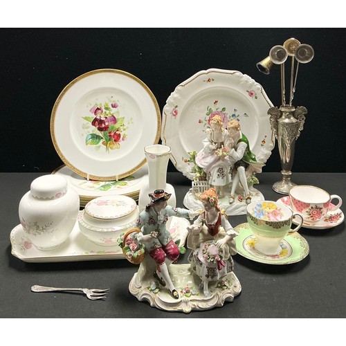 5013 - A Bloor Derby shaped circular plate, the centre painted with a bright spray of summer flowers, the g... 