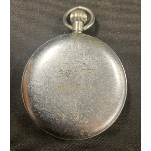 5054 - A World War II Helvetia military open faced pocket watch, GS/TP 164302, broad arrow mark
