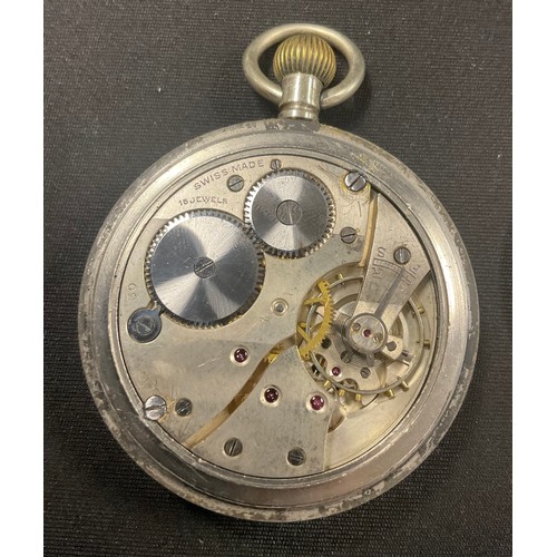 5055 - A World War II military open faced pocket watch, G.S.T.P F 00161
