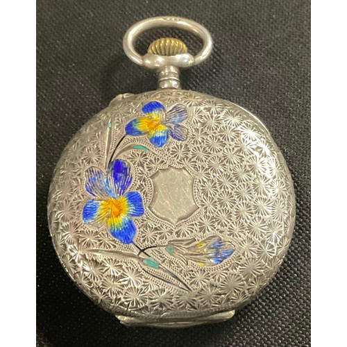 5057 - A Veracity & Co J.N. Masters Ltd retailed silver cased pocket watch, white enamel dial, Roman numera... 
