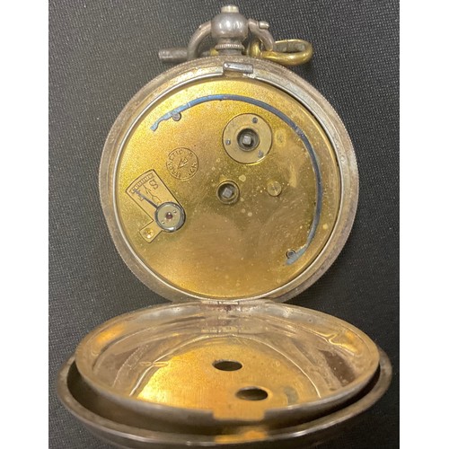 5057 - A Veracity & Co J.N. Masters Ltd retailed silver cased pocket watch, white enamel dial, Roman numera... 