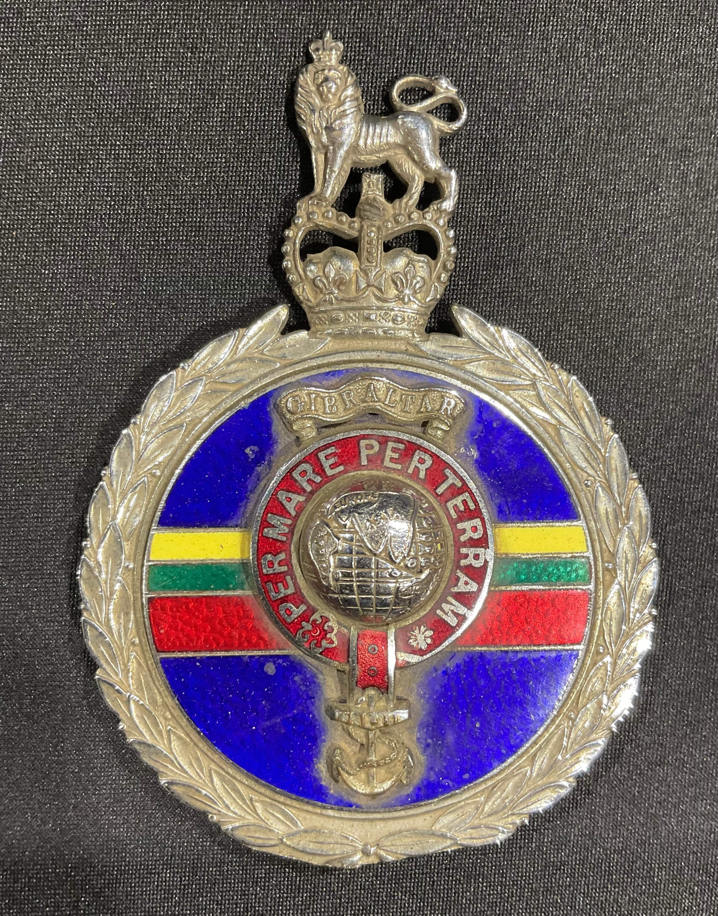 Automobilia & Militaria - A QEII Royal Marines white metal & enamel car ...