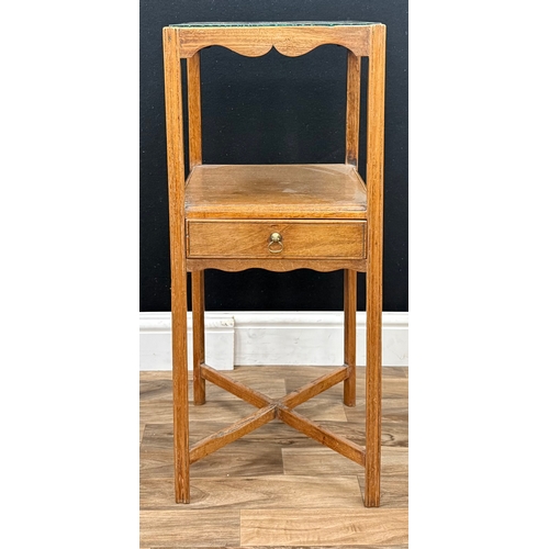 93 - A George lll mahogany washstand, drawer to centre, X-stretcher, 75.5cm high, 31.5cm square, c.1810