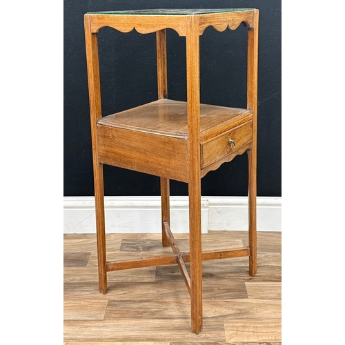 93 - A George lll mahogany washstand, drawer to centre, X-stretcher, 75.5cm high, 31.5cm square, c.1810