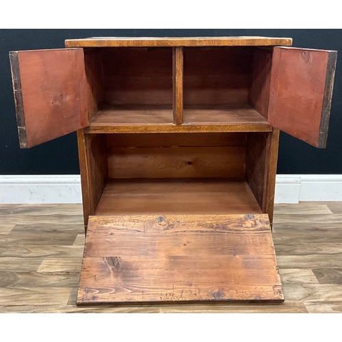 103 - A mahogany inlaid secretaire cabinet, crossbanded top above two cupboard doors with floral inlay des... 