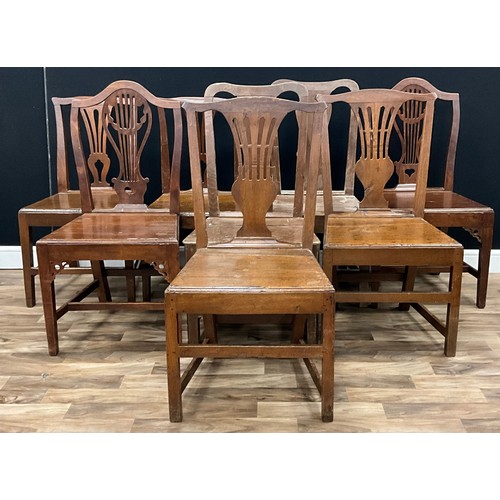 112 - A group of eight Chippendale style oak side chairs, largest, 98cm high, 50cm wide, 35cm seat depth, ... 