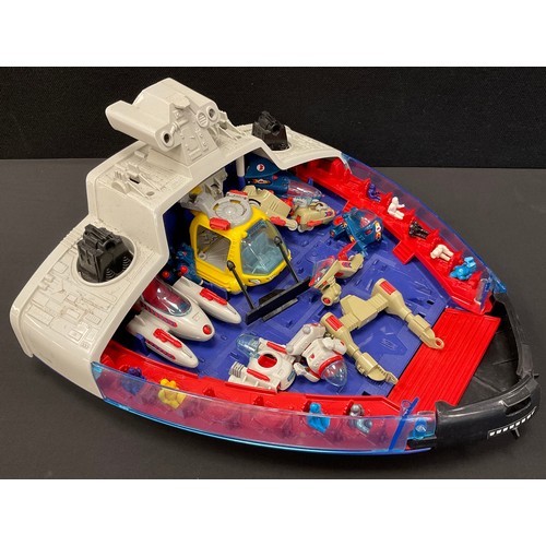 161 - Retro Toys - a vintage 1980s Bluebird Manta Force Space Battle Ships containing a selection of small... 