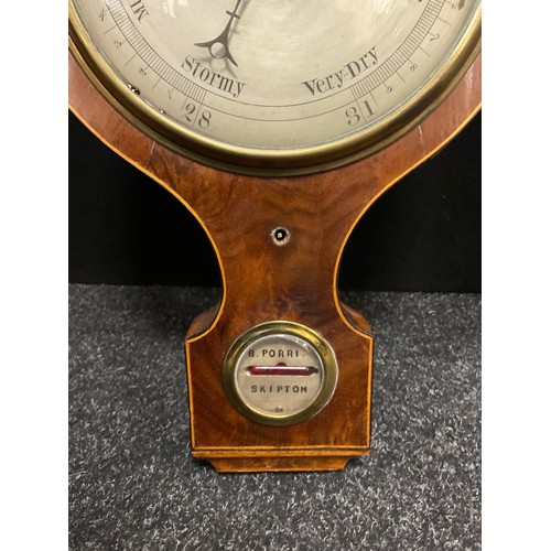 198 - A 19th century mahogany banjo barometer, by B.Porri, Skipton, 98cm high.