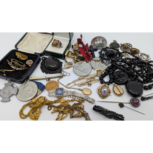 304 - A selection of silver, jet and costume jewellery;
the silver jewellery includes a 