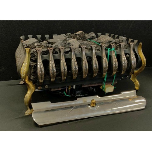 134 - A 19th century style steel and brass gas fire basket, 20th century