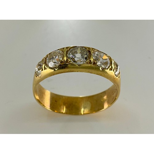 158 - A Victorian 18ct gold old mine cut five stone diamond ring, set with a central approx. 0.50ct old mi... 