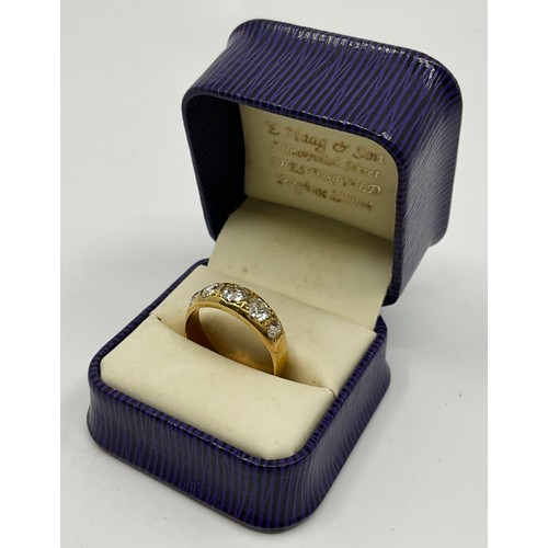 158 - A Victorian 18ct gold old mine cut five stone diamond ring, set with a central approx. 0.50ct old mi... 