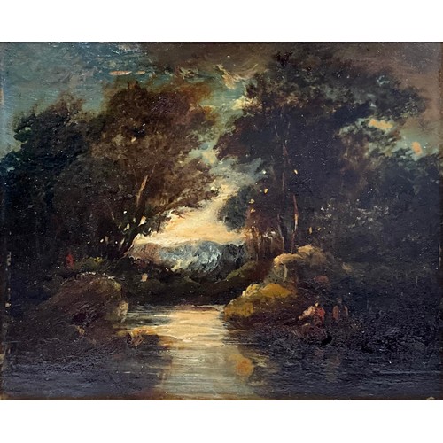 502 - W. F. Ready, 19th century English school, 
River by Moonlight, 
attribution verso, oil on board, 11c... 