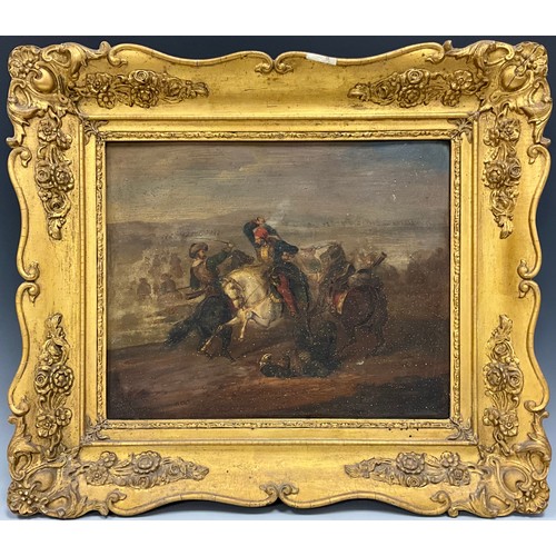 496 - Orientalist school (19th century) 
Ottomans and Cossacks 
oil on metal panel, 27cm x 33cm.