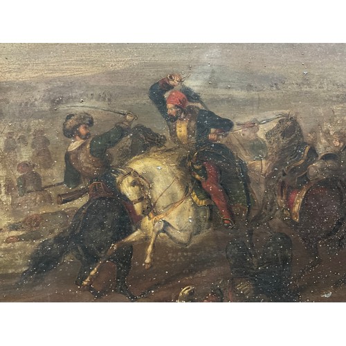 496 - Orientalist school (19th century) 
Ottomans and Cossacks 
oil on metal panel, 27cm x 33cm.