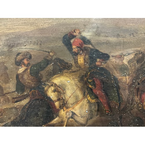 496 - Orientalist school (19th century) 
Ottomans and Cossacks 
oil on metal panel, 27cm x 33cm.