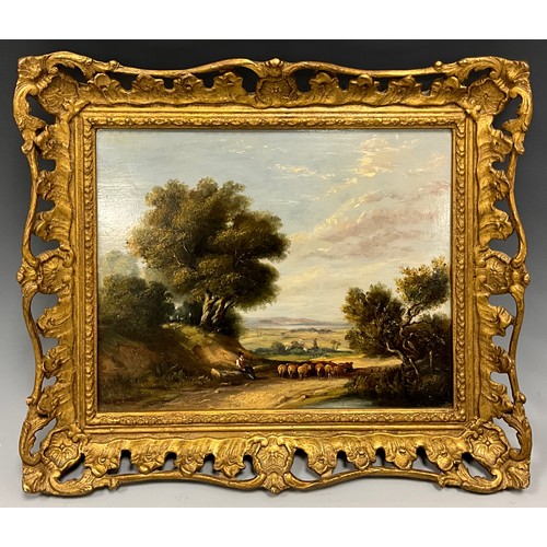 491 - J. Williams (English school, 19th century) 
A Shepherd with his flock 
signed, dated 1836, oil on bo... 