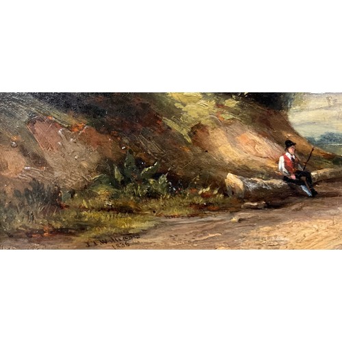 491 - J. Williams (English school, 19th century) 
A Shepherd with his flock 
signed, dated 1836, oil on bo... 